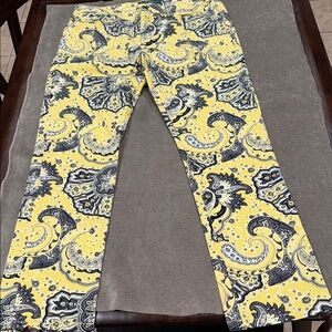 🔹Lauren Ralph Lauren Yellow Black White Paisley Print Jeans Pants……